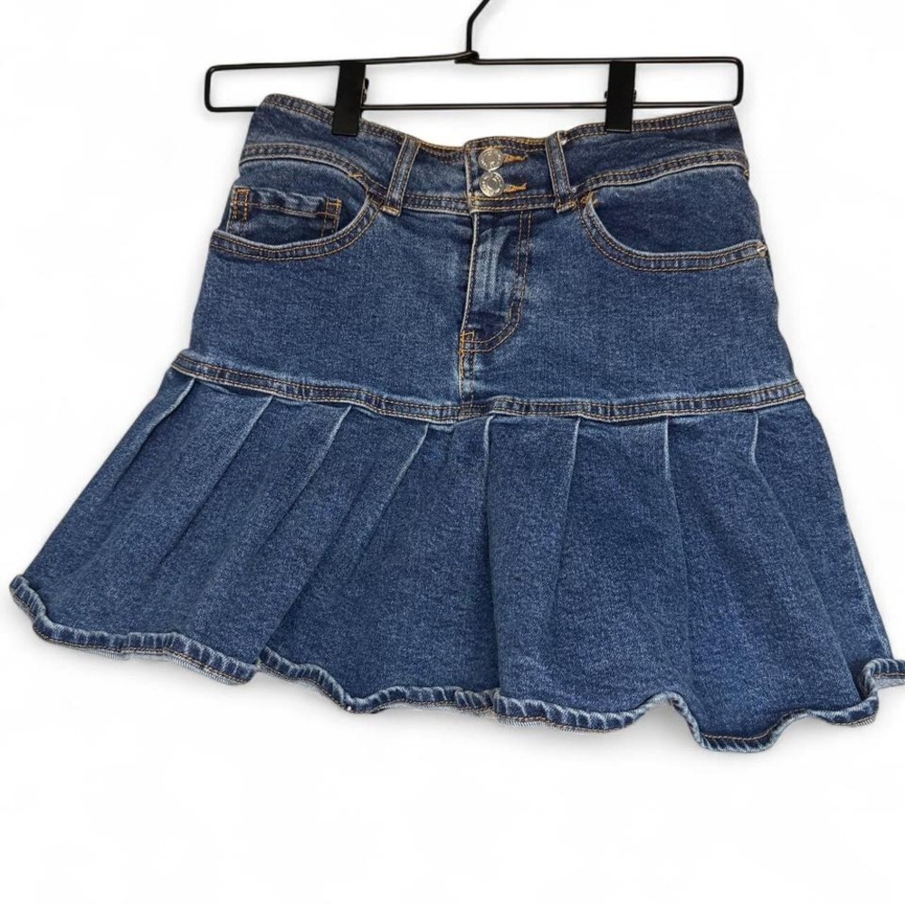 Wild Fable size 2 Y2K style navy blue denim mini skirt with pleats